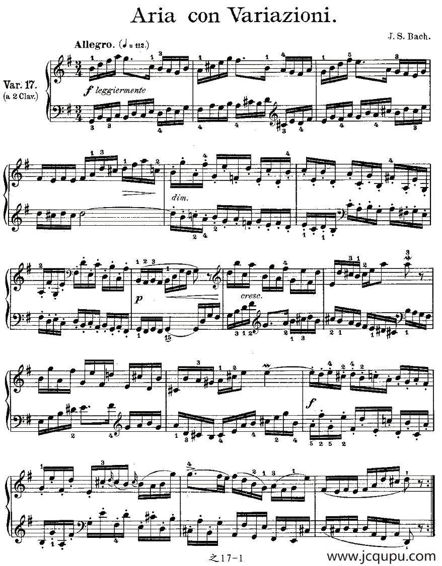 Aria con Variazioni 之17简谱