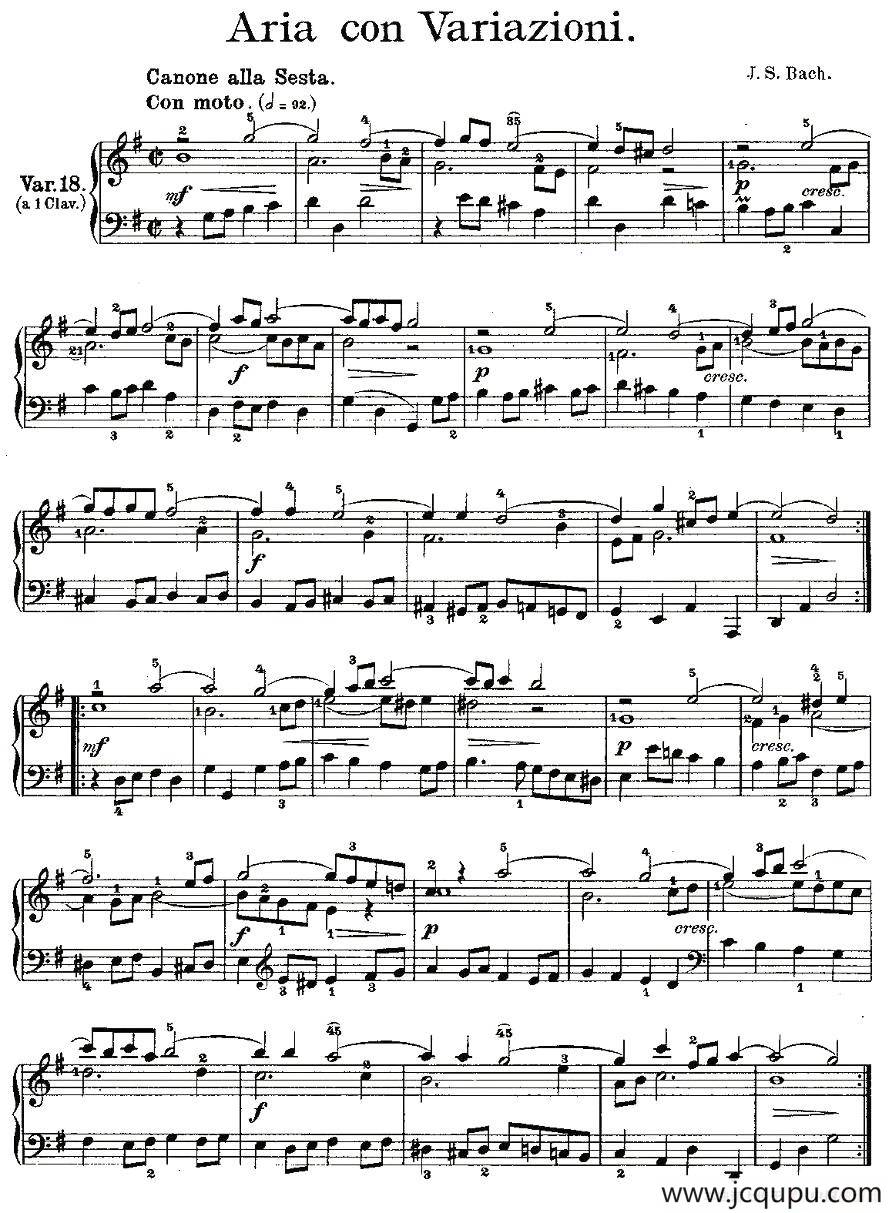 Aria con Variazioni 之18简谱