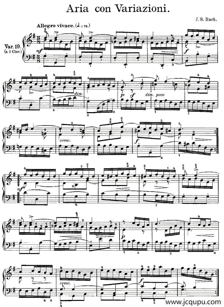 Aria con Variazioni 之19简谱