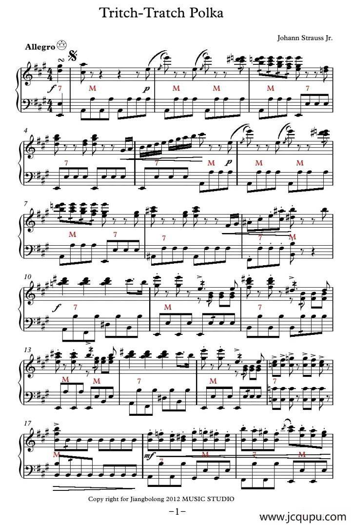 Tritsch-Tratsch Polka（闲聊波尔卡）简谱