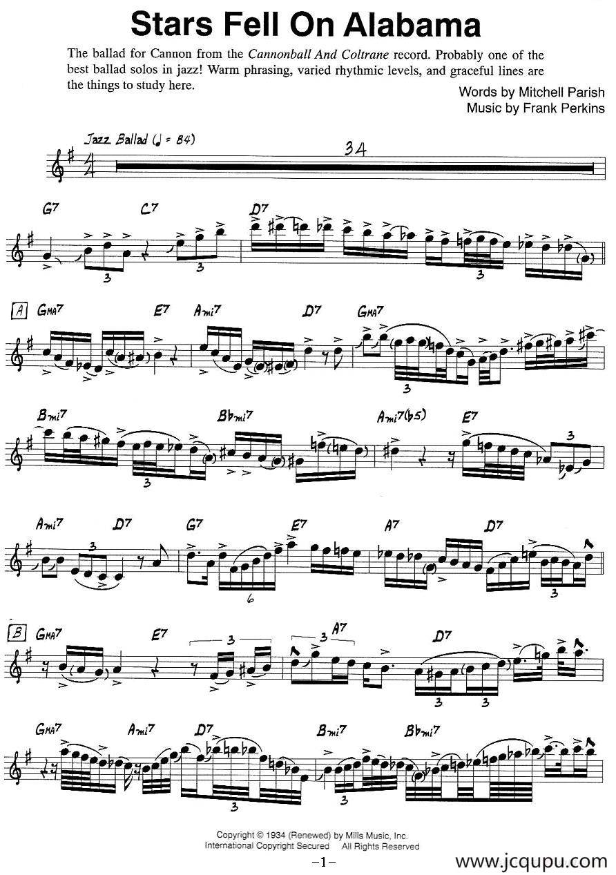 Stars Fell On Alabama简谱