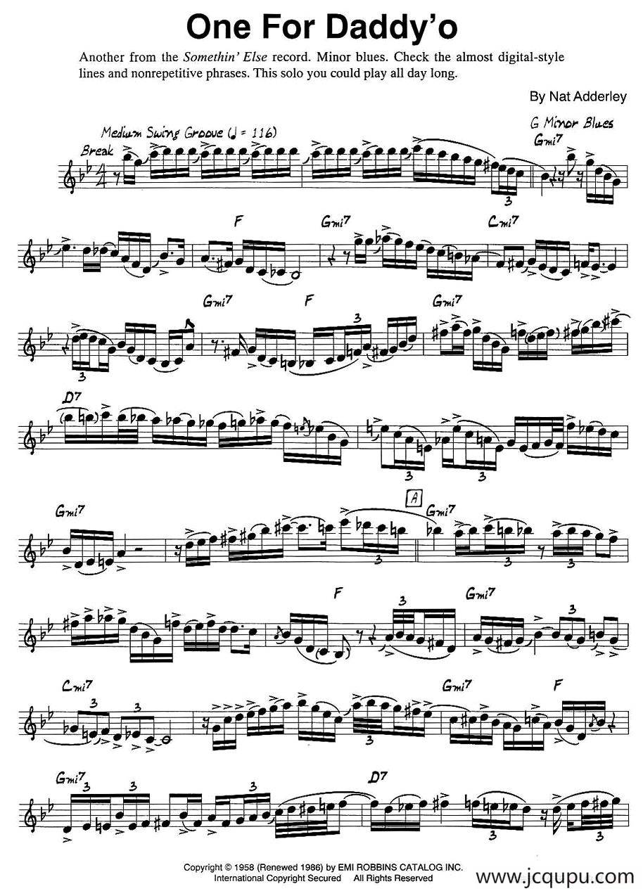 One For Daddy'o简谱