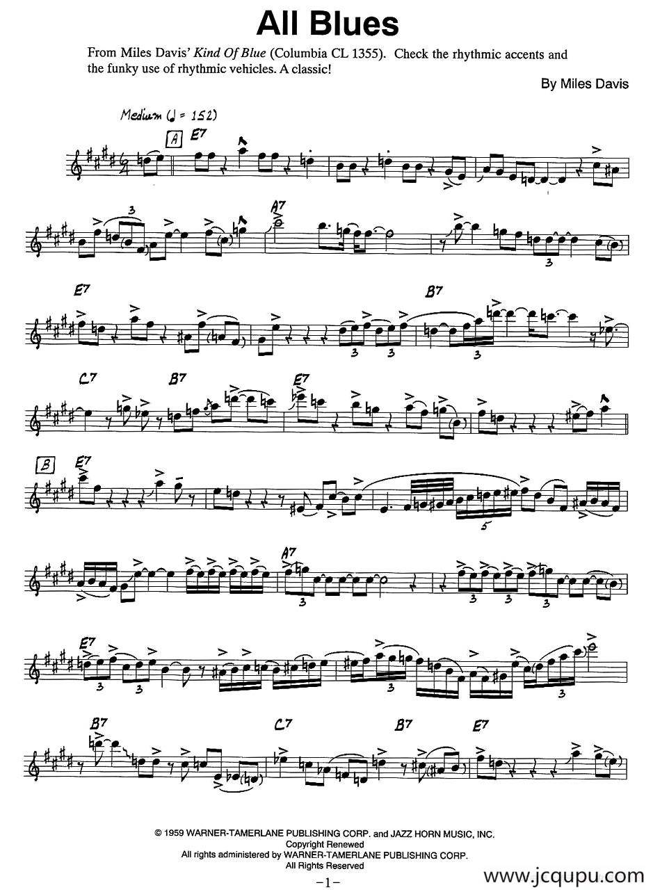 All Blues简谱