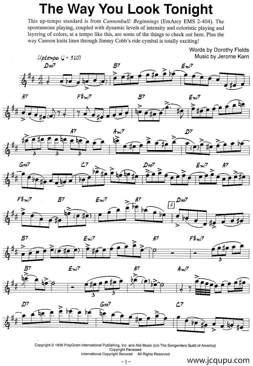 The Way You Look Tonight简谱