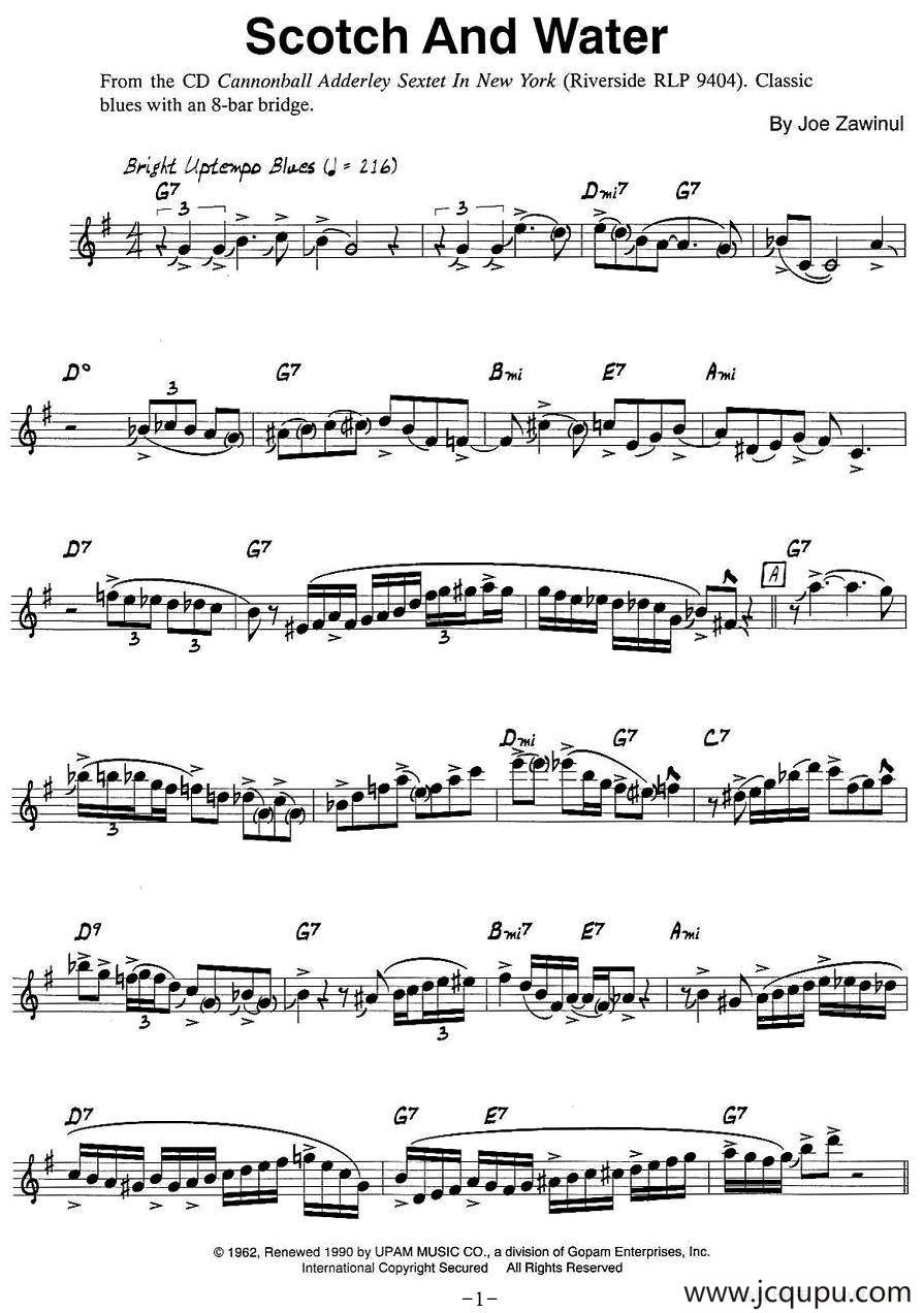 Scotch And Water简谱