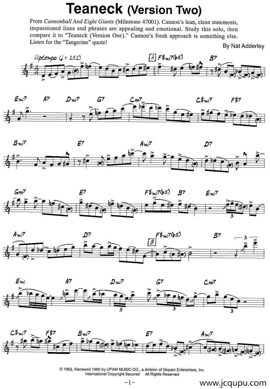 Teaneck（Version Two）简谱