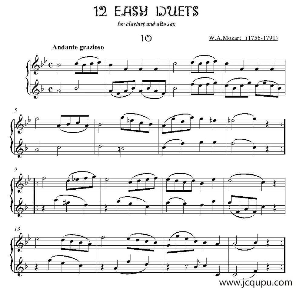 12首单簧管萨克斯重奏之十简谱