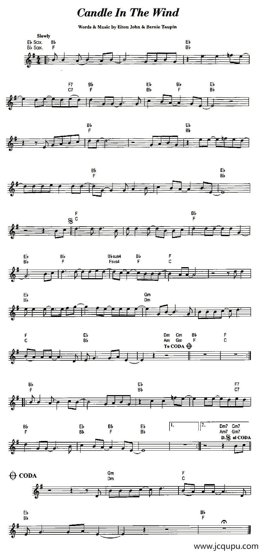 Candle Tn The Wind简谱