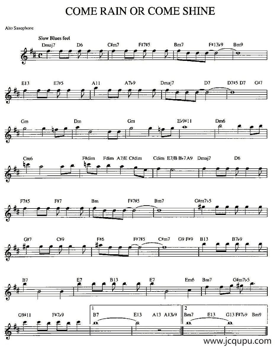 COME RAIN OR COME SHINE简谱