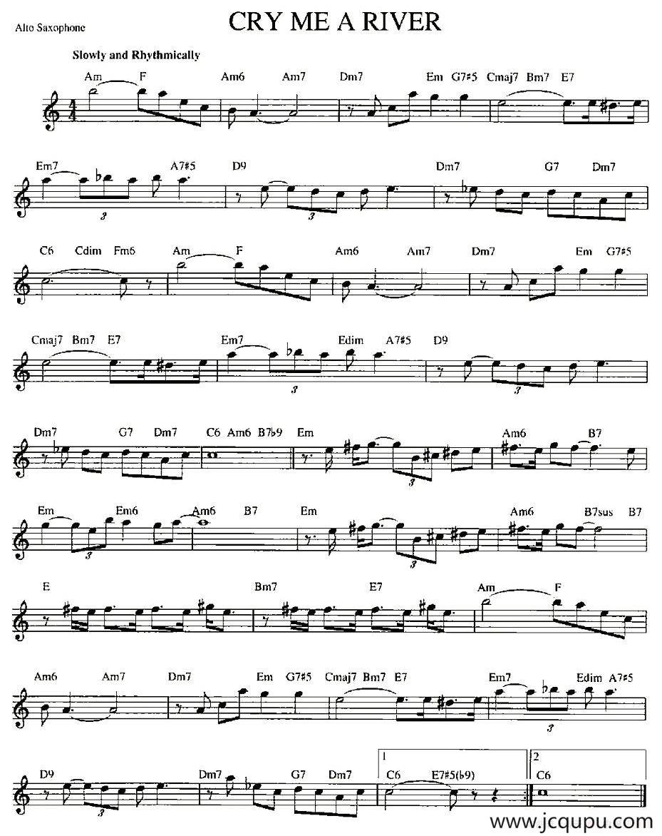 CRY ME A RIVER简谱