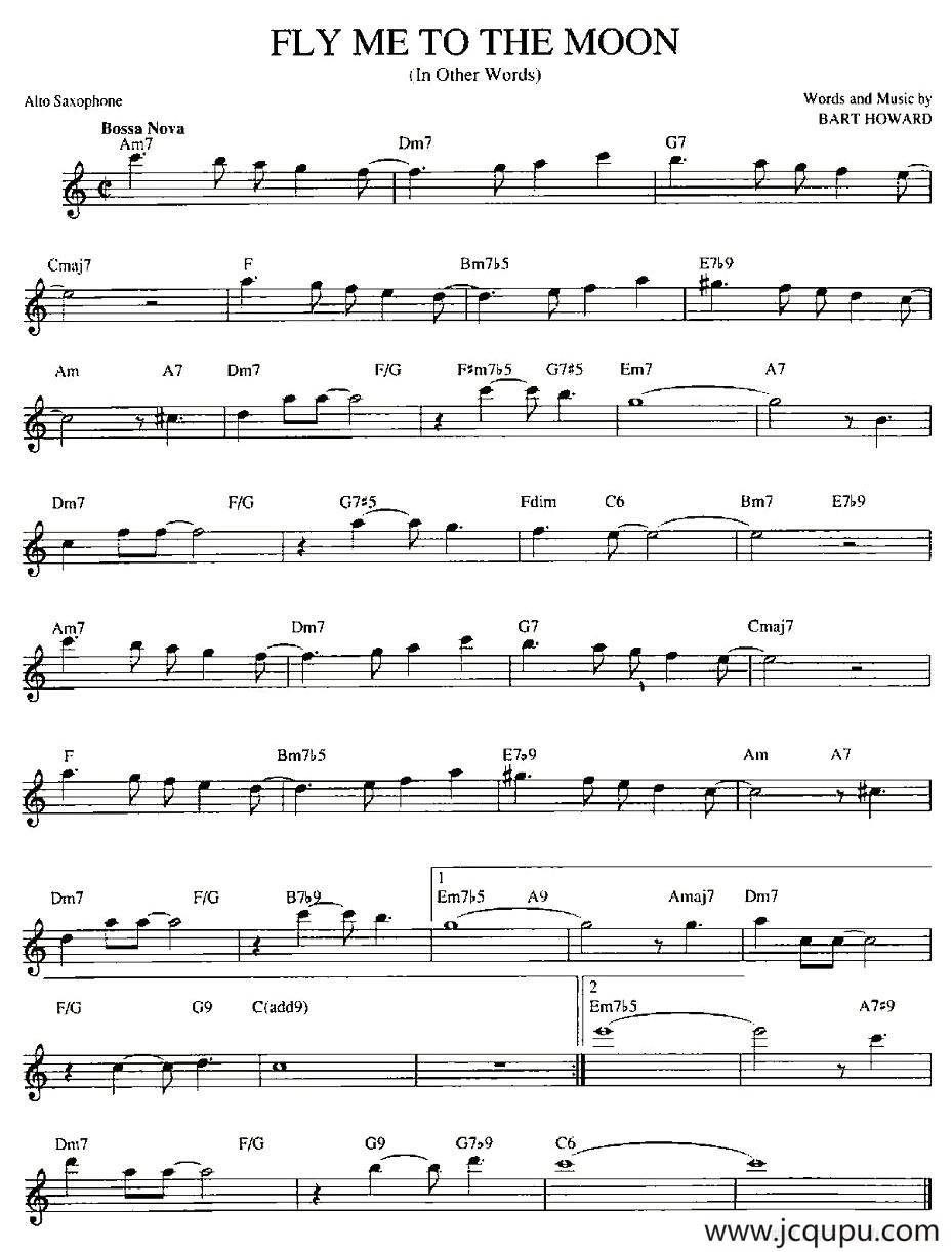 FLY ME TO THE MOON简谱