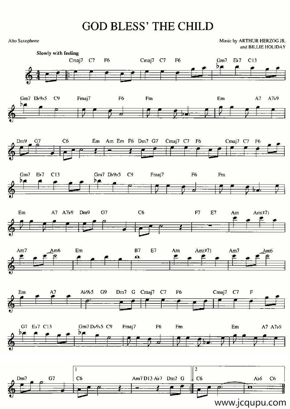 GOD BLESS' THE CHILD简谱