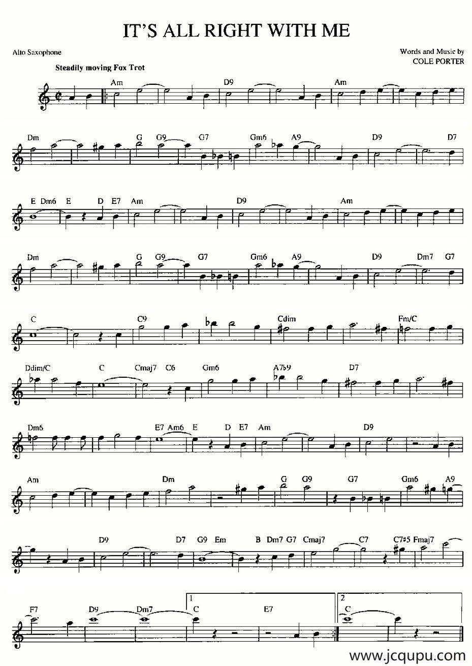 IT'S ALL RIGHT WITH ME简谱