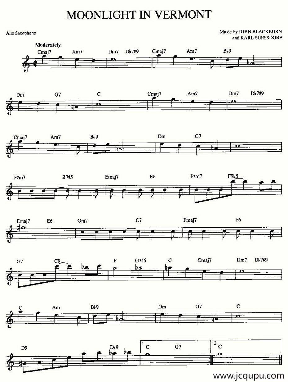 MOONLIGHT IN VERMONT简谱