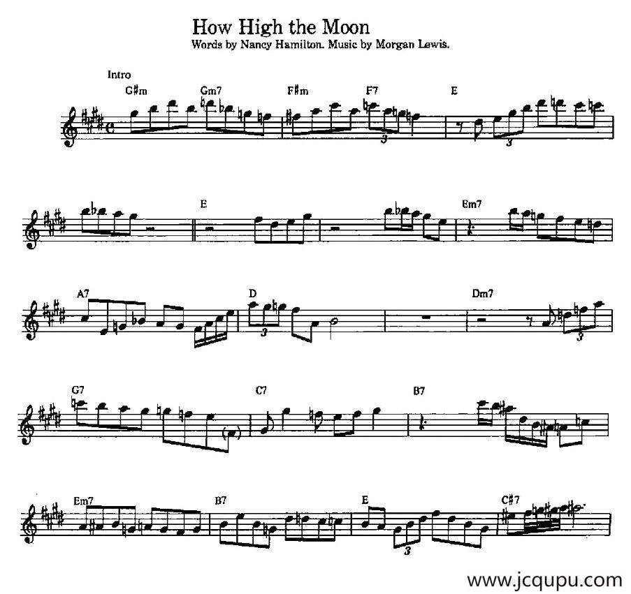 How High the Moon简谱