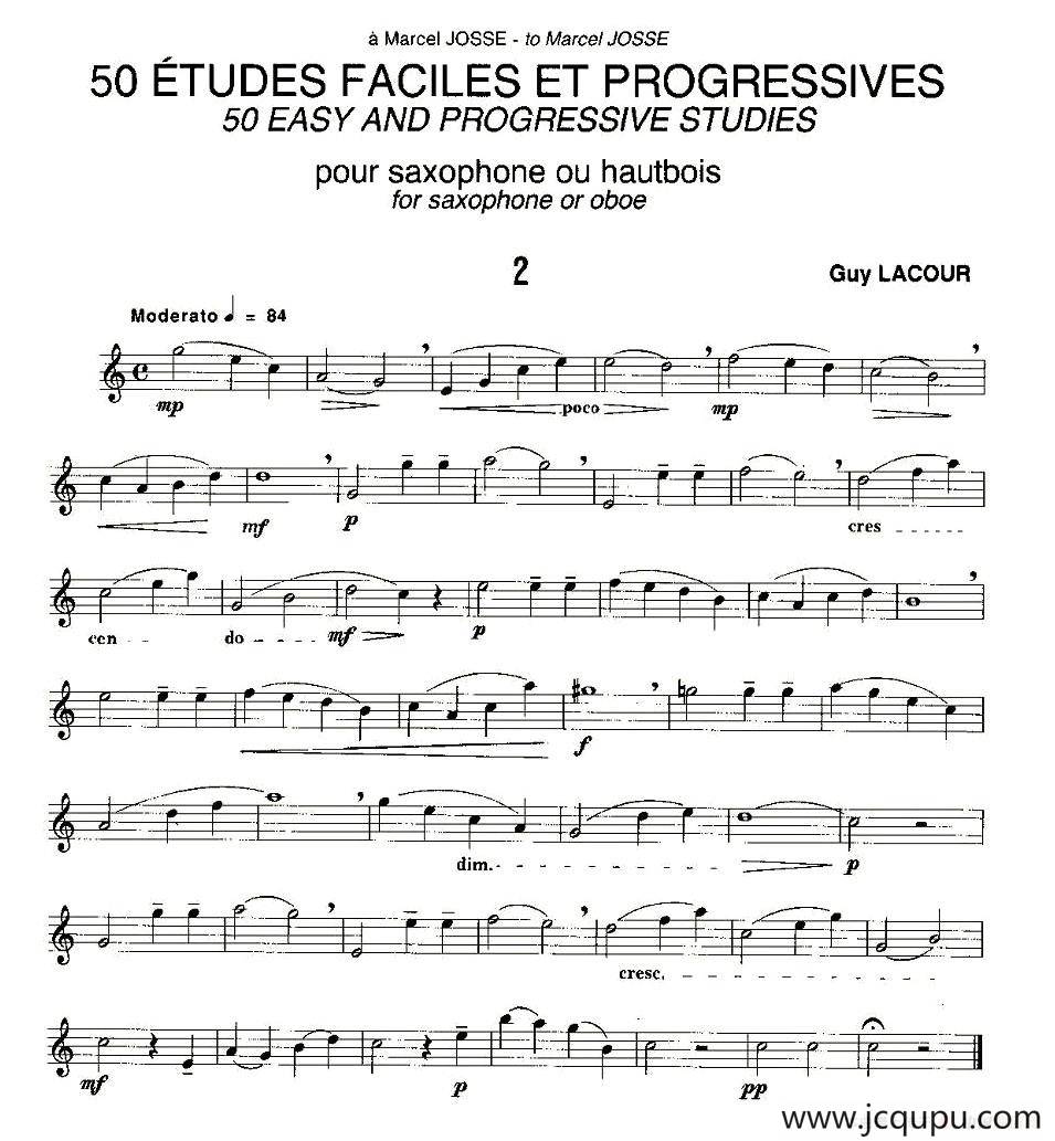 Guy Lacour 50 首萨克斯练习曲之二简谱