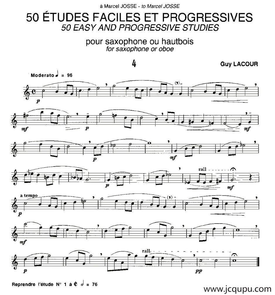 Guy Lacour 50 首萨克斯练习曲之四简谱
