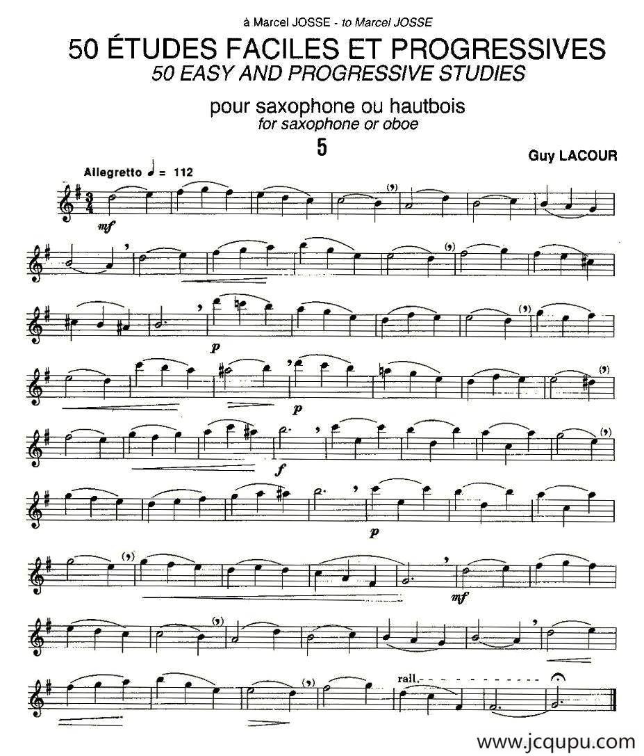 Guy Lacour 50 首萨克斯练习曲之五简谱