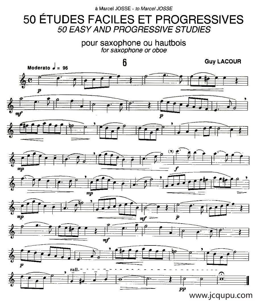 Guy Lacour 50 首萨克斯练习曲之六简谱