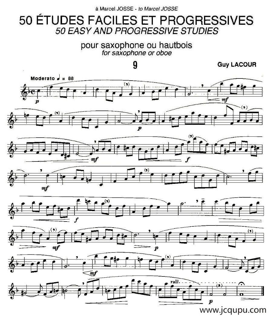 Guy Lacour 50 首萨克斯练习曲之九简谱