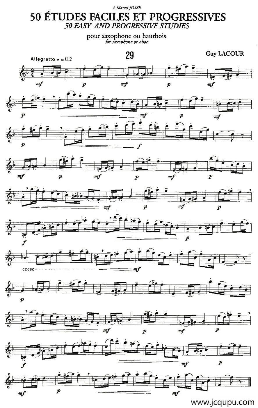 Guy Lacour 50 首萨克斯练习曲之29简谱