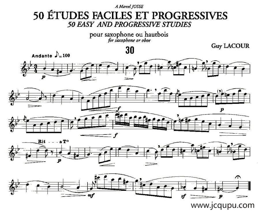 Guy Lacour 50 首萨克斯练习曲之30简谱