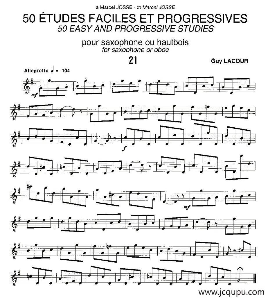 Guy Lacour 50 首萨克斯练习曲之21简谱