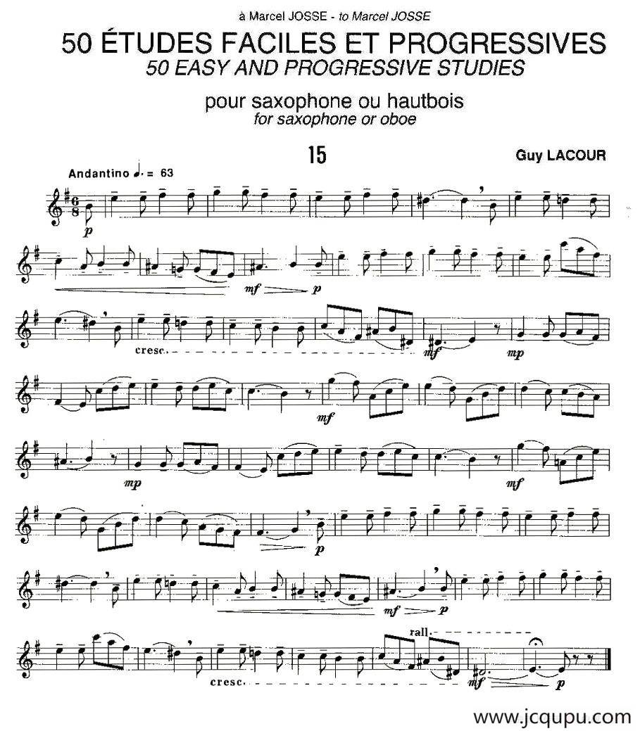 Guy Lacour 50 首萨克斯练习曲之15简谱