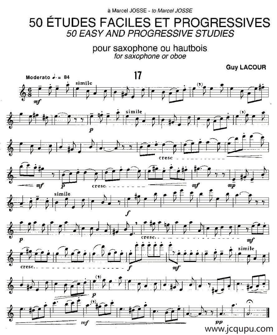 Guy Lacour 50 首萨克斯练习曲之17简谱