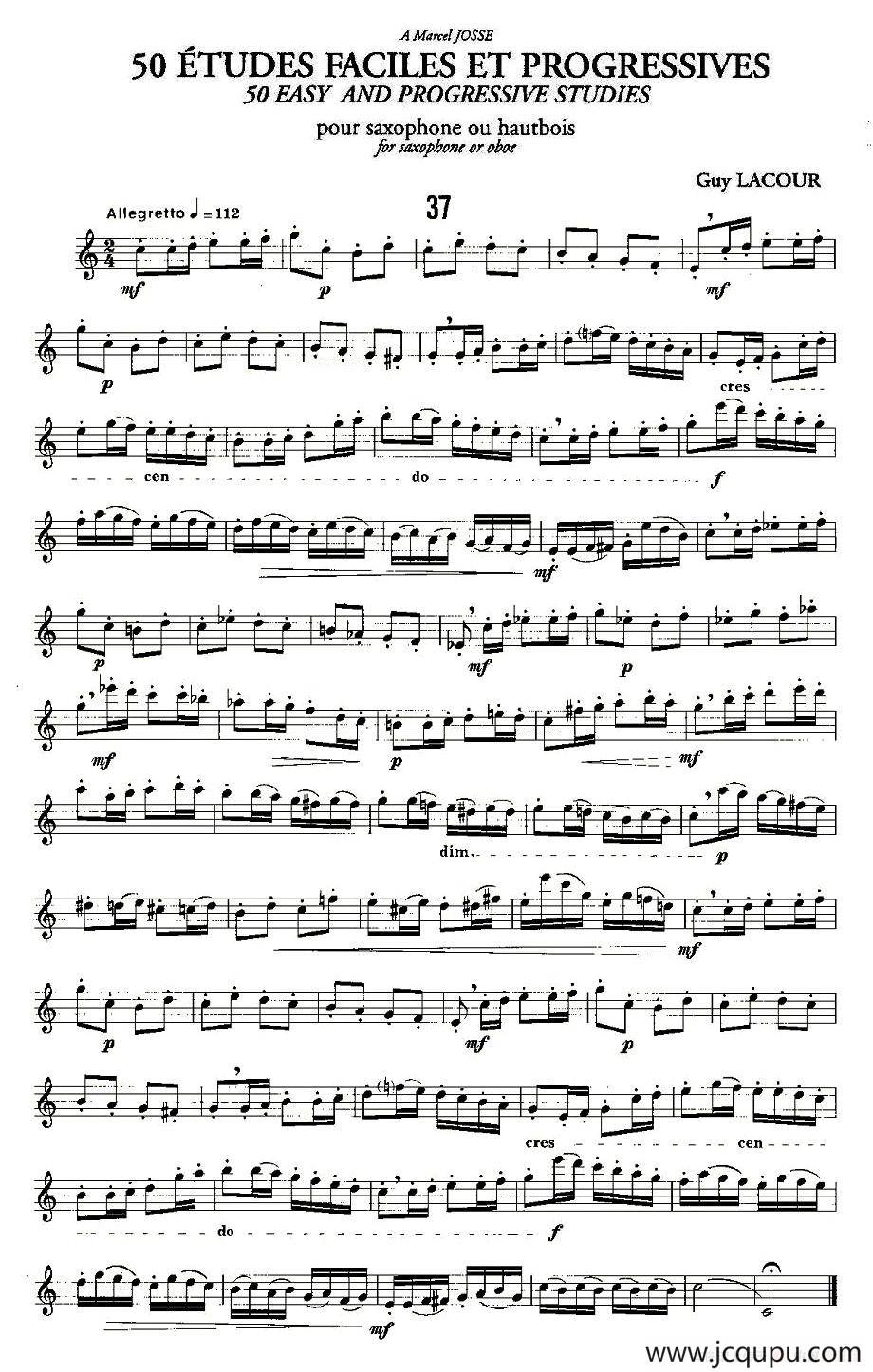 Guy Lacour 50 首萨克斯练习曲之37简谱