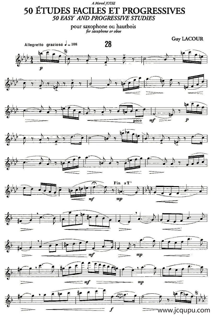 Guy Lacour 50 首萨克斯练习曲之28简谱