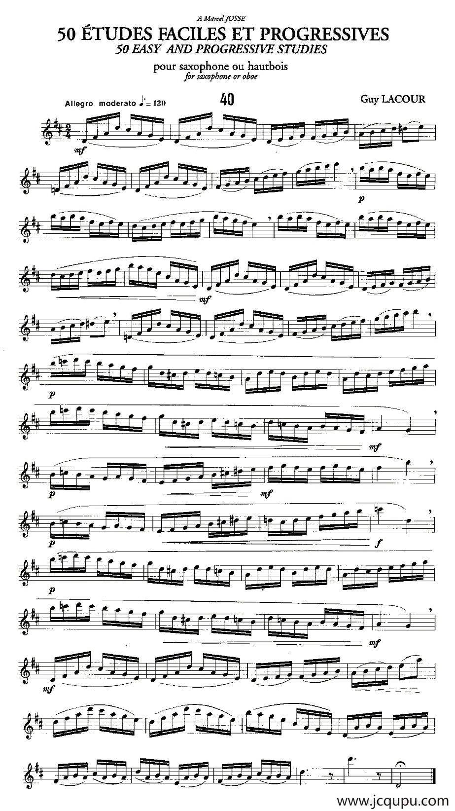 Guy Lacour 50 首萨克斯练习曲之40简谱