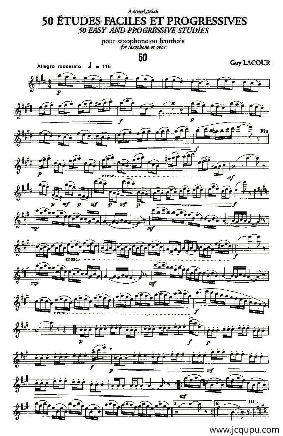 Guy Lacour 50 首萨克斯练习曲之50简谱