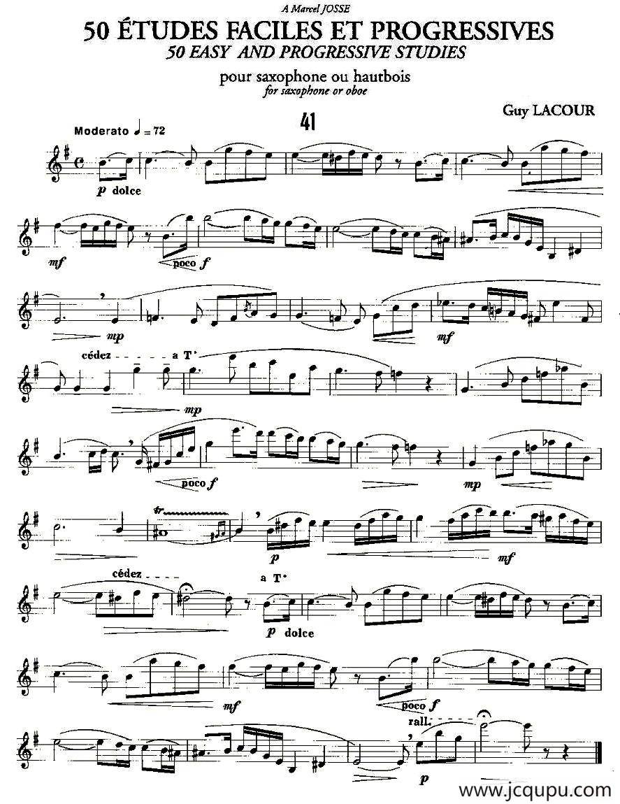 Guy Lacour 50 首萨克斯练习曲之41简谱