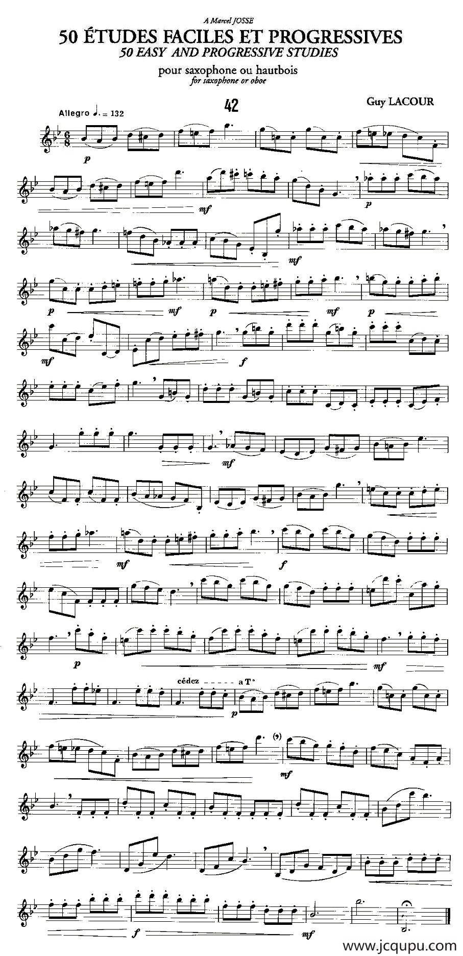 Guy Lacour 50 首萨克斯练习曲之42简谱
