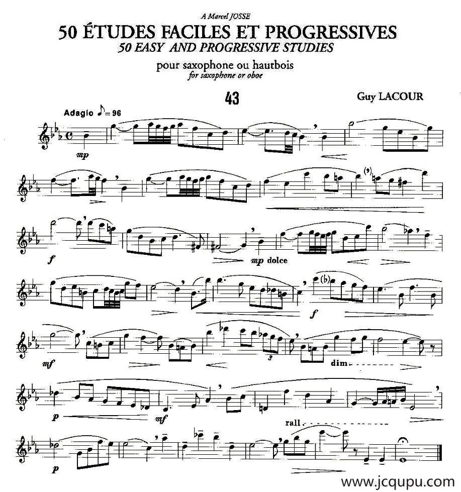 Guy Lacour 50 首萨克斯练习曲之43简谱