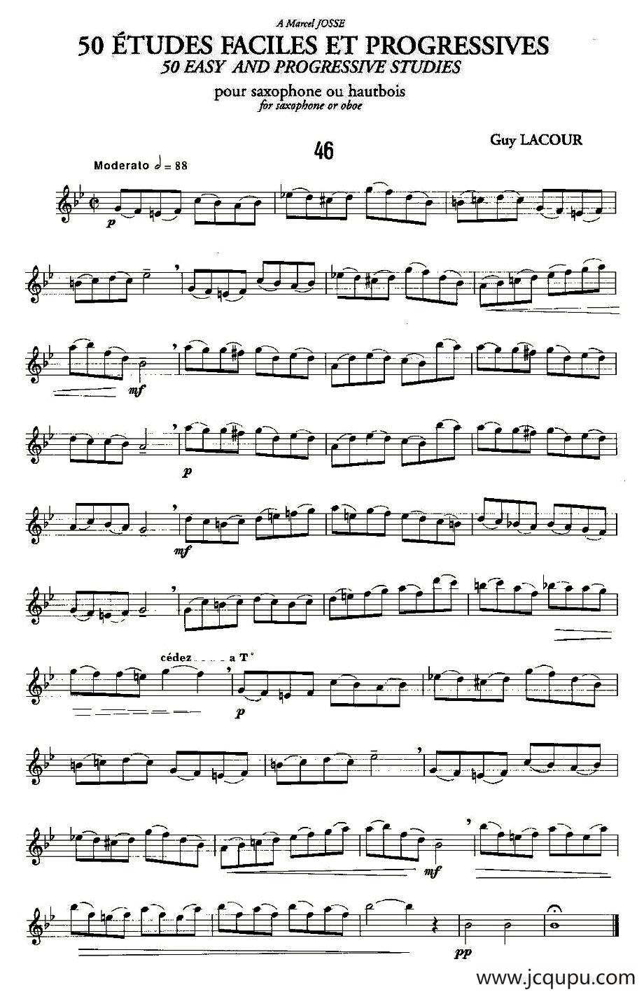 Guy Lacour 50 首萨克斯练习曲之46简谱