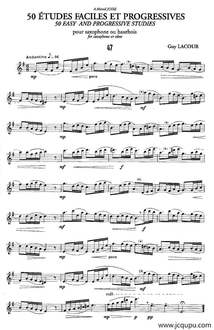 Guy Lacour 50 首萨克斯练习曲之47简谱