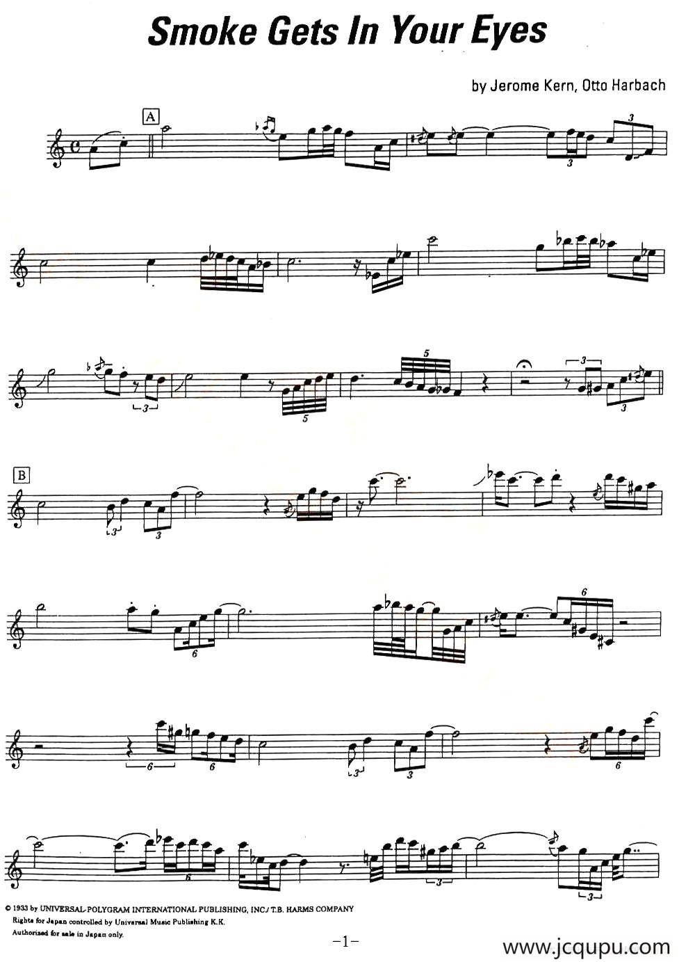 Smoke gets in your eyes简谱