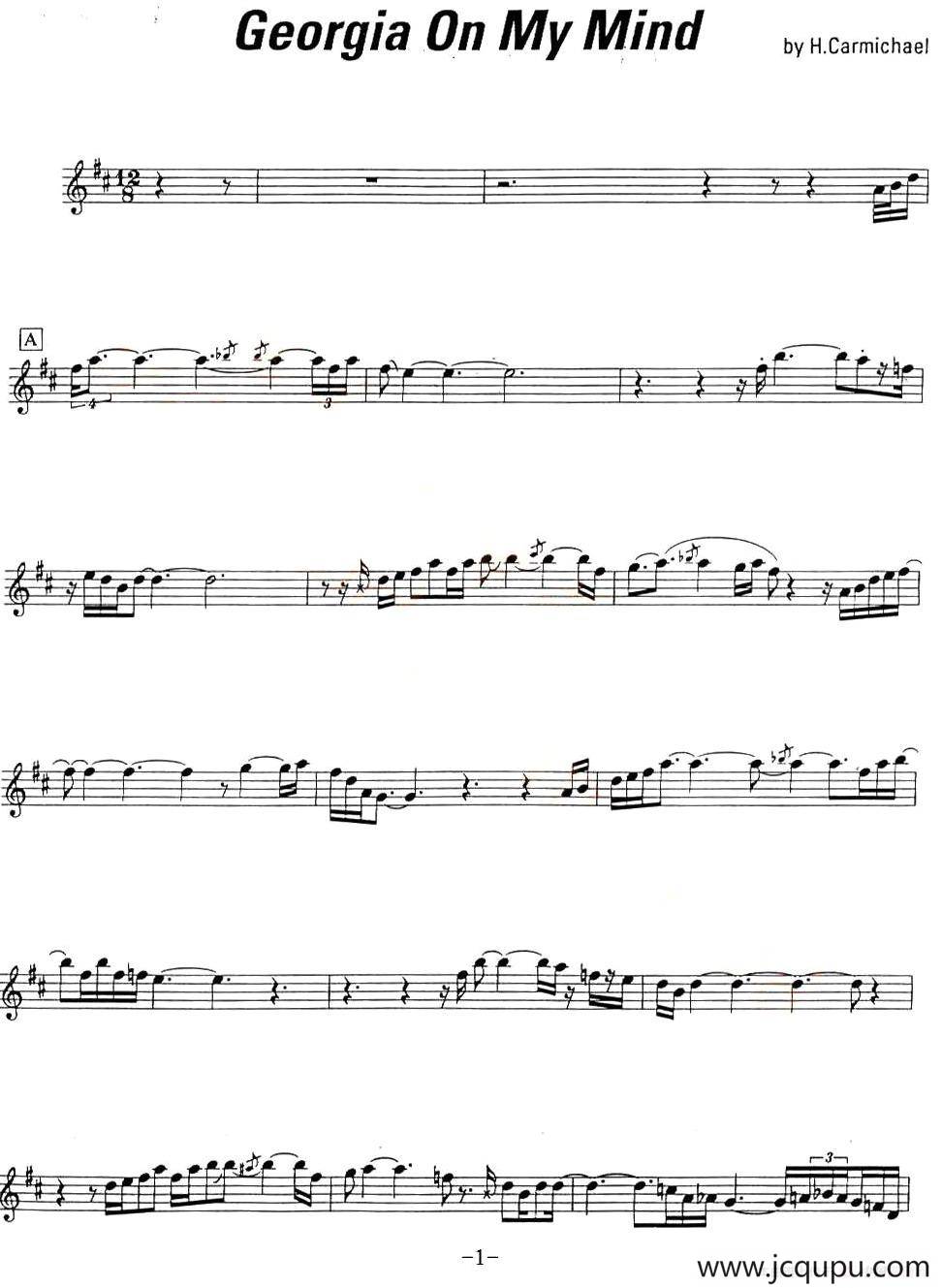 Georgia on my mind简谱