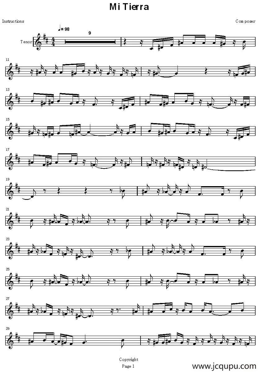 Mi Tierra简谱