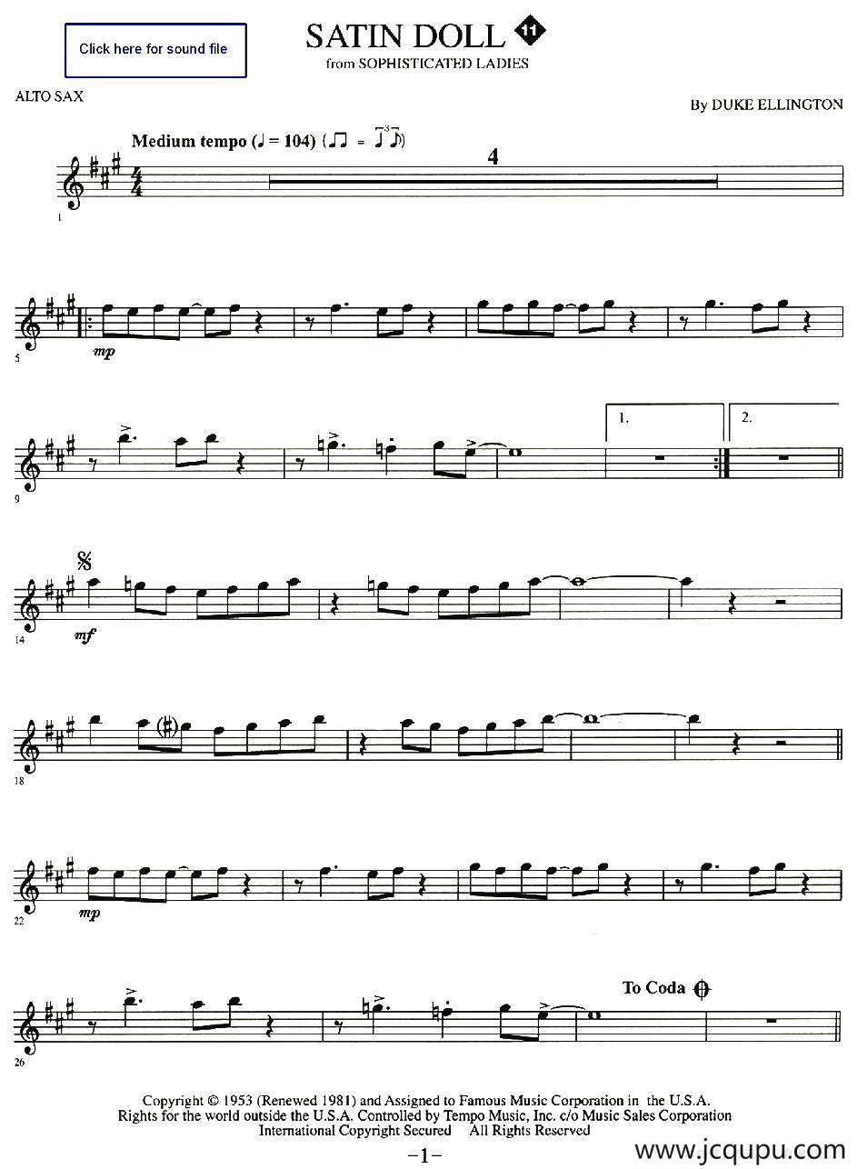 satin doll（布娃娃）简谱