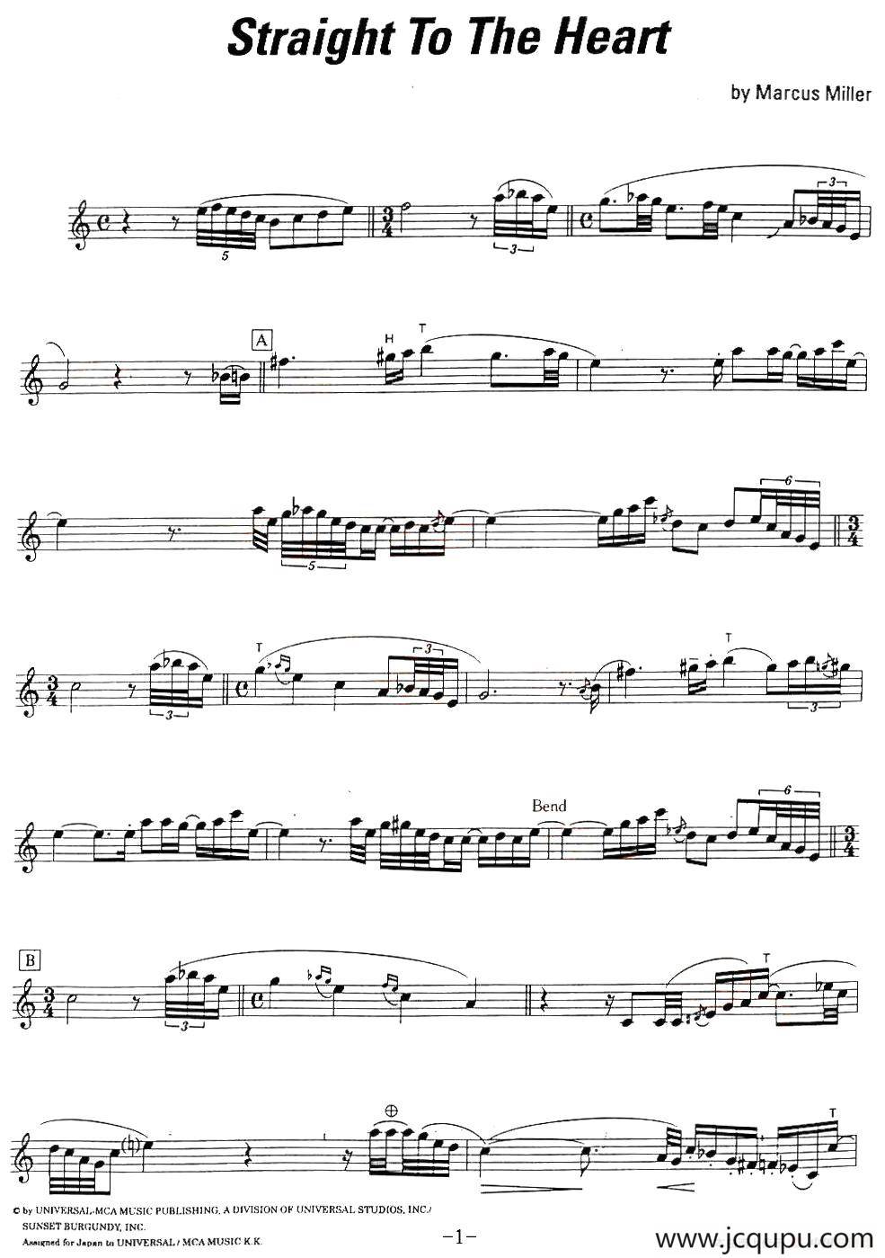 Straight to my hear简谱