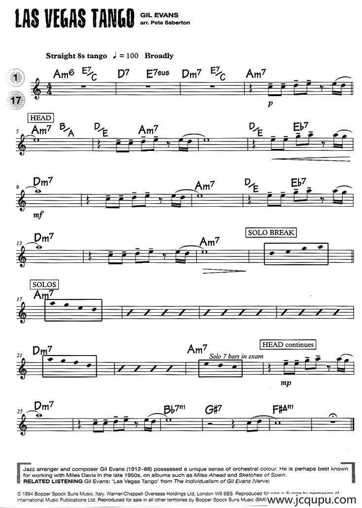 15首次中音爵士练习简谱