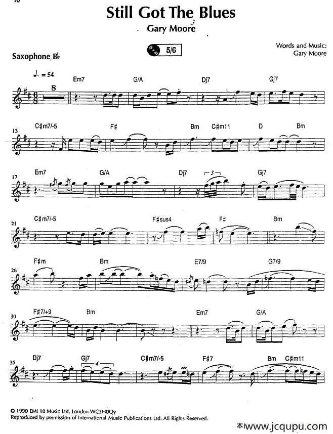 Still Got The Blues简谱