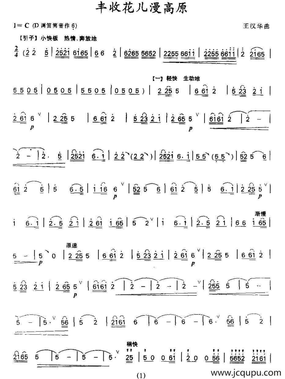 丰收花儿漫高原简谱