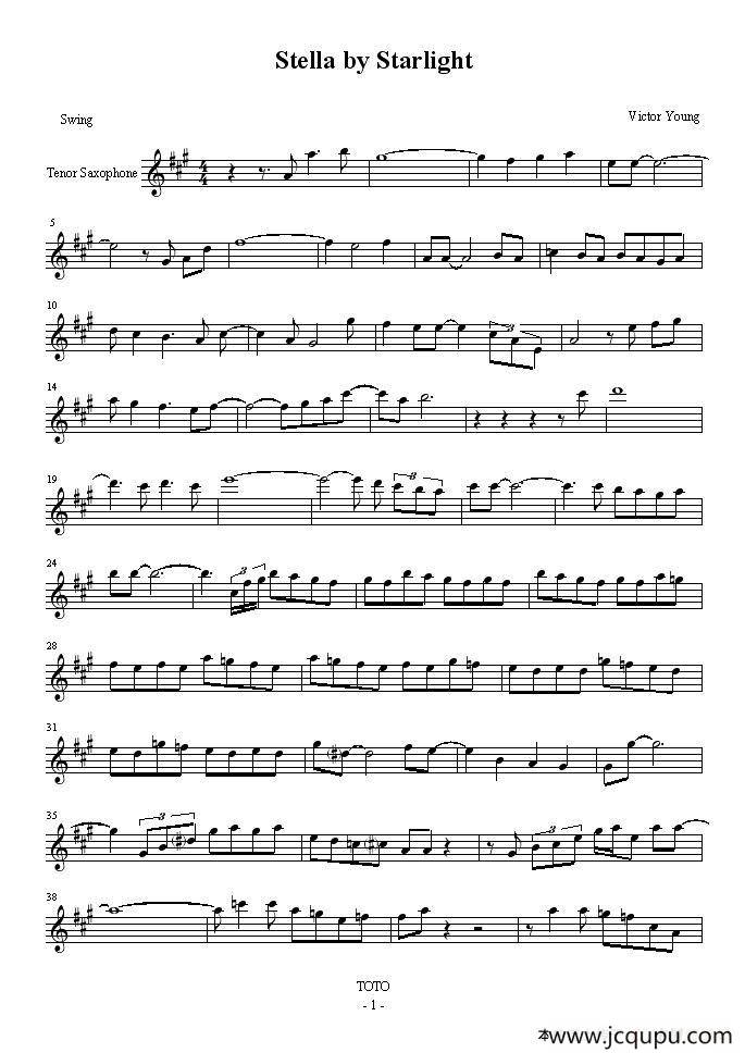 Stella by Starlight简谱