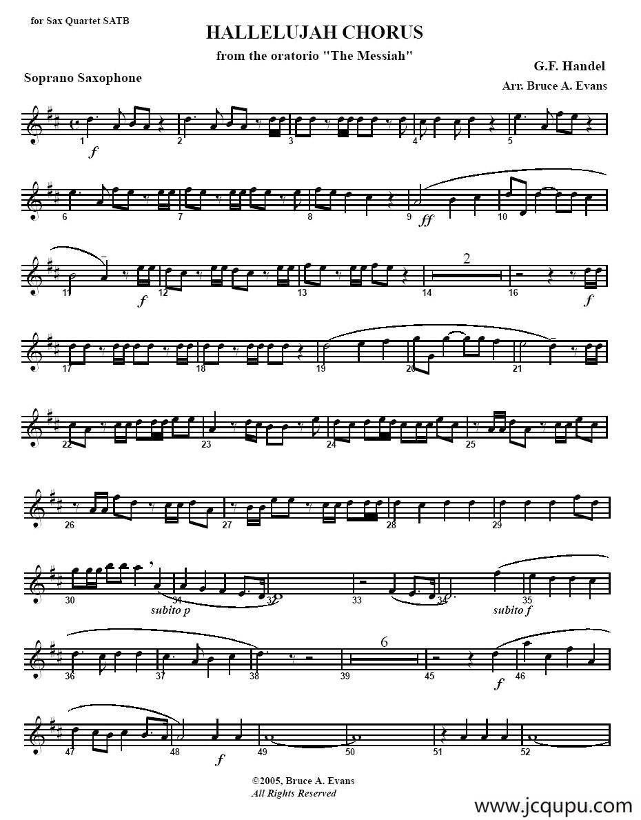 HALLELUJAH CHORUS（哈利路亚）简谱