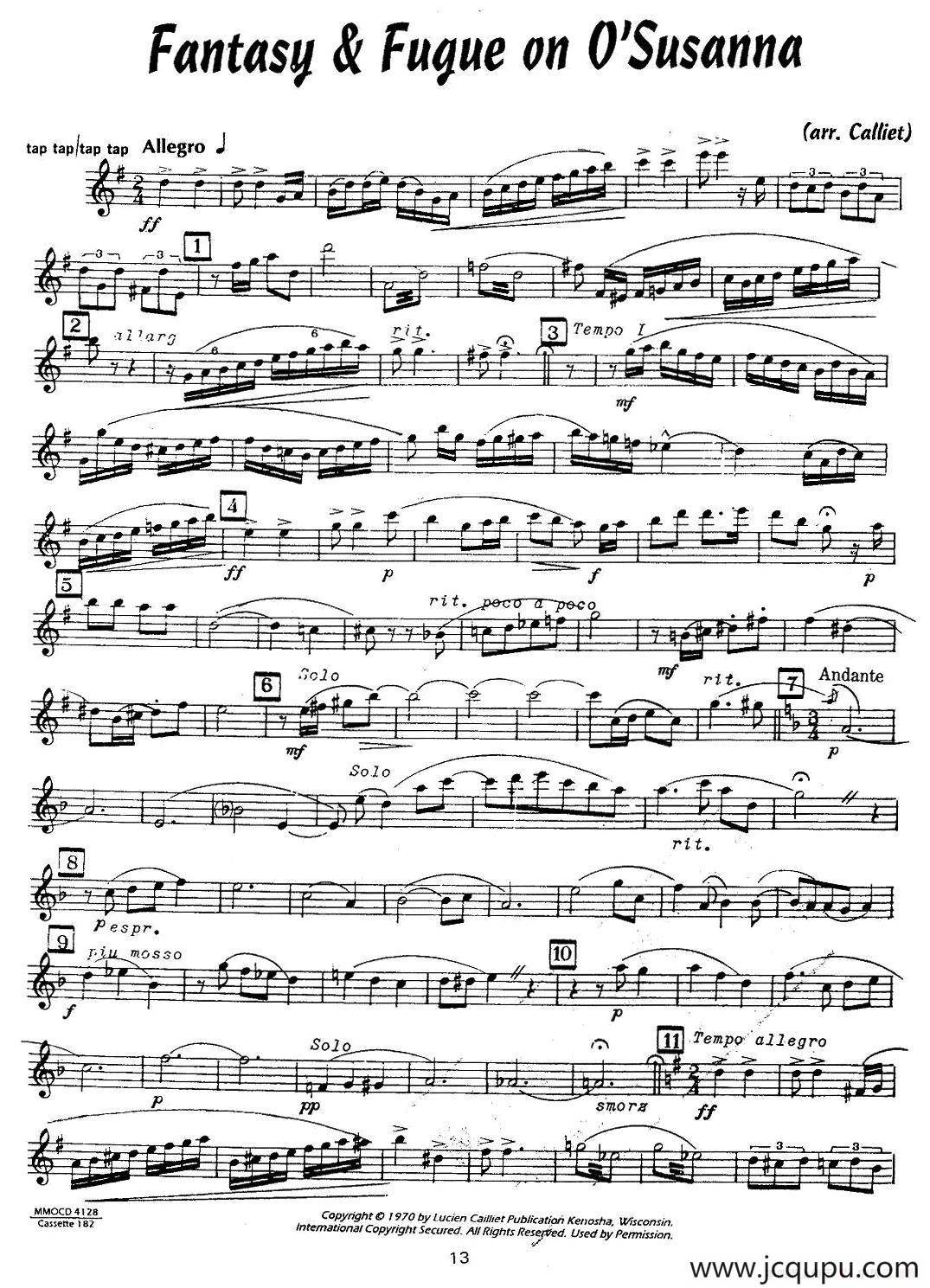 赋格曲-苏珊娜（四重奏 alto —中音萨克斯分谱）简谱