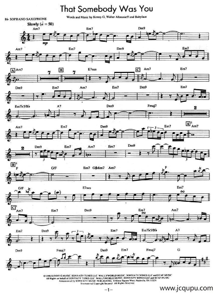 That Somebody Was You简谱